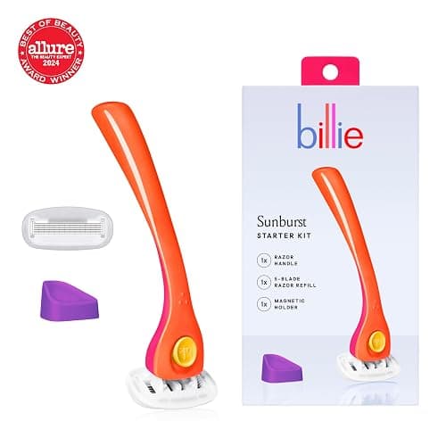 Billie Razors for Women Shave Kit – Women’s Razor + 2 x 5-Blade Razor Refills + Magnetic Holder – Sunburst - Sunburst thumbnail 2