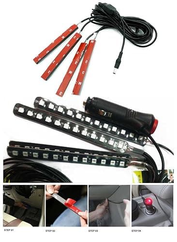 Car LED Strip Light, EJ's SUPER CAR 4pcs 36 LED Car Interior Lights Under Dash Lighting Waterproof Kit,Atmosphere Neon Lights Strip for Car,DC 12V(Pink) thumbnail 5