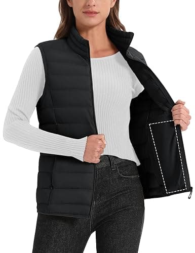 MAGCOMSEN Women's Puffer Vest Lightweight Stand Collar Zip 4 Pockets Puffy Vests Sleeveless Quilted Padded Outerwear thumbnail 6