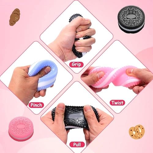 Taba Squishy Toys,4pcs Biscuit Stress Relief Toy, Ultra Soft Decompression Squeeze Toys Pinching Biscuit Simulation Toy, Fufu Fidget Toys for Kids Anxiety Relief Sensory Toys thumbnail 3