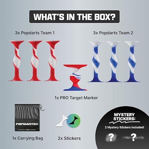 Popdarts USA Themed PRO Pack Game Set (Red White Blue Wigglenobber Target Marker) - Indoor, Outdoor Suction Cup Throwing Game - Competition with a POP thumbnail 3