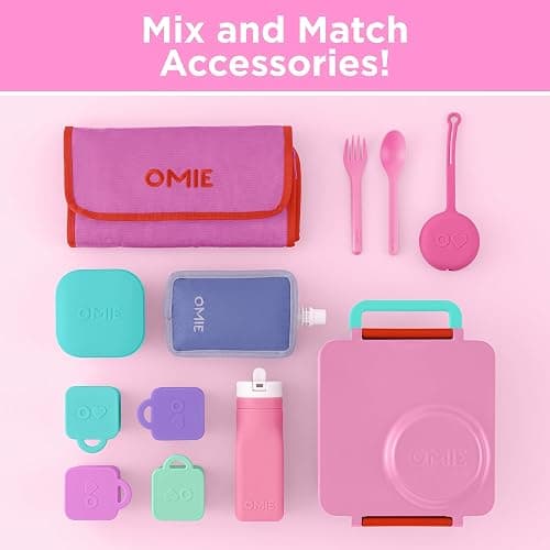 OmieBox Bento Box for Kids - Insulated Bento Lunch Box with Leak Proof Vacuum Insulated Food Jar - 3 Compartments, Two Temperature Zones (Pink Berry) thumbnail 8