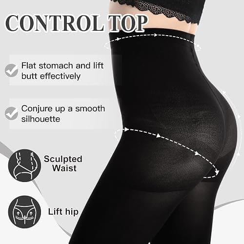 MANZI 2-6 Pairs Women's Opaque Control Top Tights 70 Denier Stretch Pantyhose thumbnail 3
