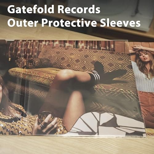 Gatefold Record Sleeves Albums Covers: 12 inch Vinyl Record Outer Sleeves 3 Mil Plastic Clear LP Protective Sleeves, 50pcs thumbnail 2