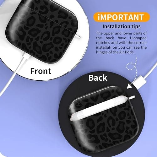 Compatible with AirPod 4th Generation Case Cover with Keychain, Full Protective Shockproof Wireless Headphone Case for Women Men Girl (Grey and Black Leopard) thumbnail 3