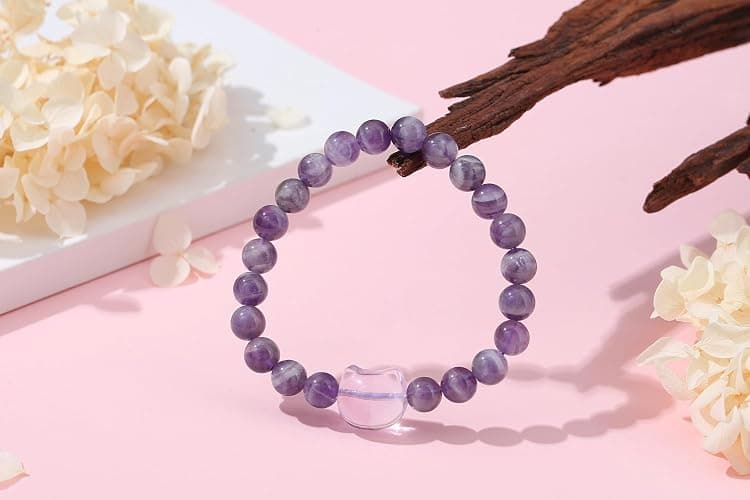 XIANNVXI Crystal Bracelet for Women Men 8 mm Natural Stone Beaded Bracelets Cat Bracelets Cross Bracelets Heart Bracelelt Jewelry for Women Birthday Gifts Stretch Bracelet thumbnail 4