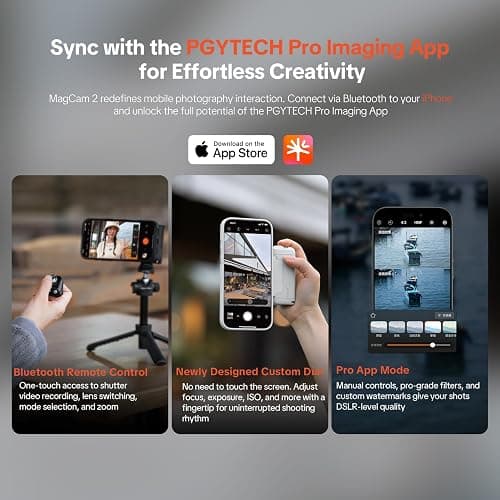 PGYTECH MagCam 2 Impugnatura per Smartphone Kit Modulare 3-in-1, Telecomando Bluetooth, Impugnatura di Ricarica e Supporto Wireless Magnetico MagSafe, per iPhone 12–17/Android 14 (Nero) thumbnail 8