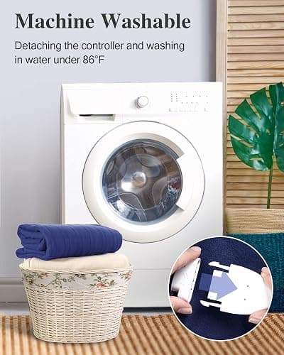 YAKEE Electric Blanket Full Size 72"x 84", Large Heated Blanket, Soft Warm Heating Blanket, 5 Heating Levels and 10 Hours Auto-Shut-Off, Machine Washable, Blue - Blue - Full Size 72''x84'' thumbnail 7