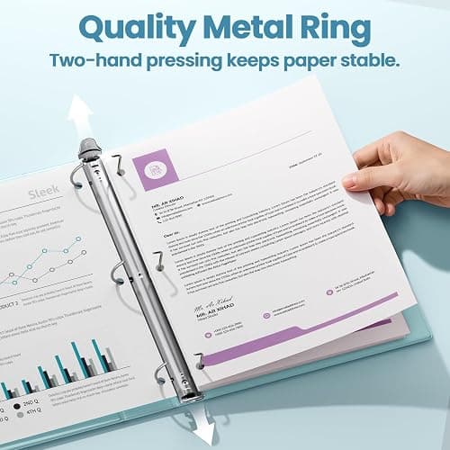 SUNEE 3 Ring Binder 1 Inch D Ring, Clear View Binder Three Ring PVC-Free (Fit 8.5x11 Inches) for School or Office Supplies, Pastel Blue, 1 Pack thumbnail 3