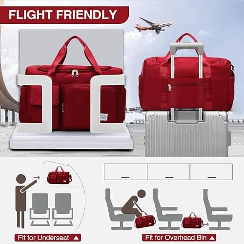 Small Gym Bag for Women, Travel Duffle Bag Carry On Weekender Bag with Shoe Compartment thumbnail 4