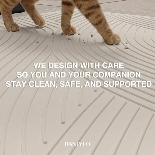 BANLYEO L Cat Litter Mat - 34x22 in, Water Proof, US Designed Kitty Litter Trapping Mat, Easy to Clean, Scatter Control, Odorless, Less Mess and Clean Floors, Pet Supplies for Indoor Cats, Warm Beige thumbnail 7