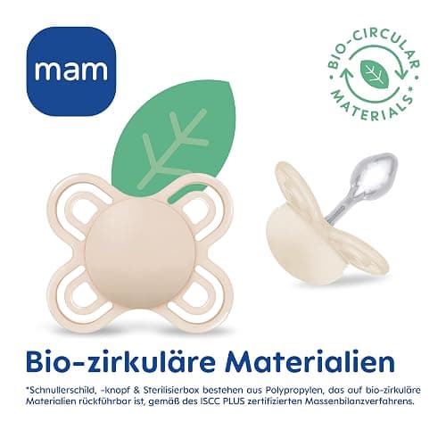 MAM Perfect Start Schnuller im 2er-Set, speziell für Neugeborene, zahnfreundlicher Baby Schnuller aus nachhaltigen & bio-erneuerbaren Materialien, mit Schnullerbox, 0-2 Monate, Bär/Elefant - 0-2 Monate - Bär/Elefant thumbnail 9