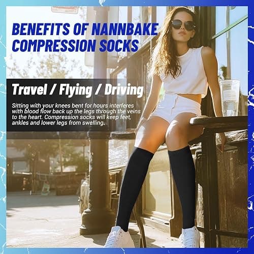 NANNBAKE 3 Pairs Compression Socks for Women & Men 15-20 mmHg,Best Support for Cycling Athletic Hiking Running thumbnail 3
