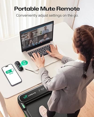 UREVO Strol 2E Smart 2-in-1 Folding Treadmill, Compact Walking Pad with Safety Handle, Plug and Play, Standing Desk Treadmill with Dual LED Display, Smart APP, Walking or Running for Home Office thumbnail 9
