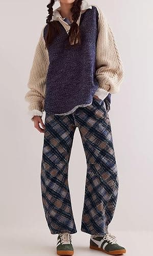 loveimgs Women Boyfriend Baggy Barrel Jeans Floral Print Denim Ankle Pants Wide Leg Mid Rise Jeans Sweatpants Y2k Patchwork thumbnail 3