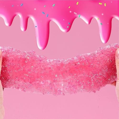 Premade Peach Pink Jelly Cube Glimmer Crunchy Crystal Slime, Includes 6 Sets of Add-ins, Sensory and Tactile Stimulation, Stress Relief, Party Favors for Girls & Boys thumbnail 7