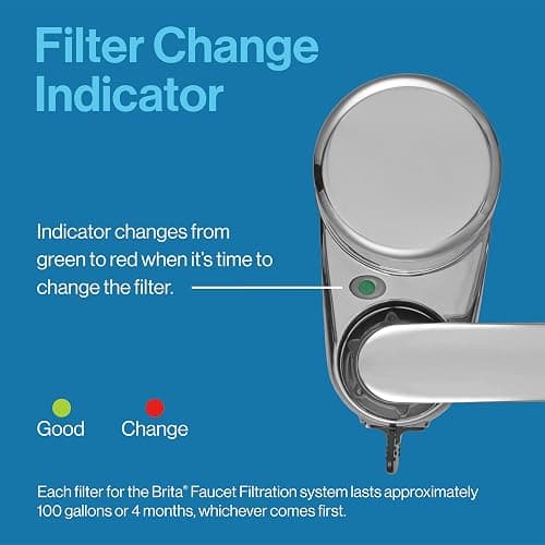 Brita Faucet Mount System, Water Faucet Filtration System with Filter Change Reminder, Reduces Lead, Made Without BPA, Fits Standard Faucets Only, Elite, Chrome, Includes 1 Replacement Filter - Faucet Mount + 1 Filter thumbnail 6