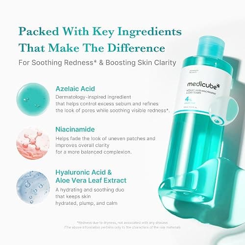 medicube Azelaic Acid Niacinamide Clarifying Toner | Troubled Skin Care, Ideal for Purifying & Calming | 4% Azelaic Acid & 2% Niacinamide| Soothing Daily Toner | Korean Skin Care | 8.45 fl.oz thumbnail 3