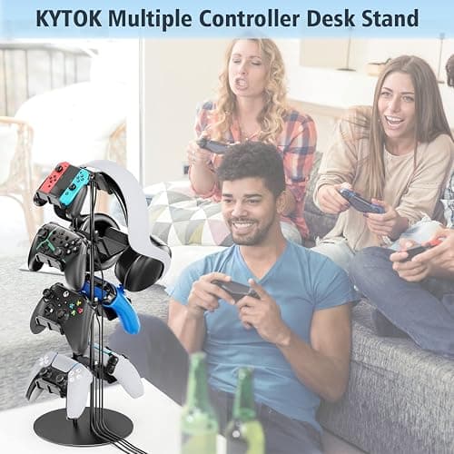 Kytok Controller Stand 4 Tiers with Cable Organizer for Desk, Universal Headphone Stand Compatible with Xbox PS5 PS4 Nintendo Switch, Headset Holder & Desk Mounts for 8 Packs Controller thumbnail 7