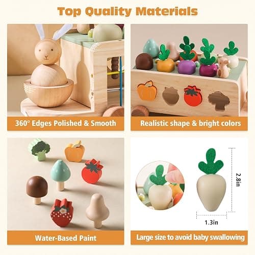 OESSUF Montessori Toys Toddlers Wooden Educational Toys for Baby Boys Girls, Shape Sorting & Matching Fine Motor Skills Toys, Birthday Gifts for Kids thumbnail 4
