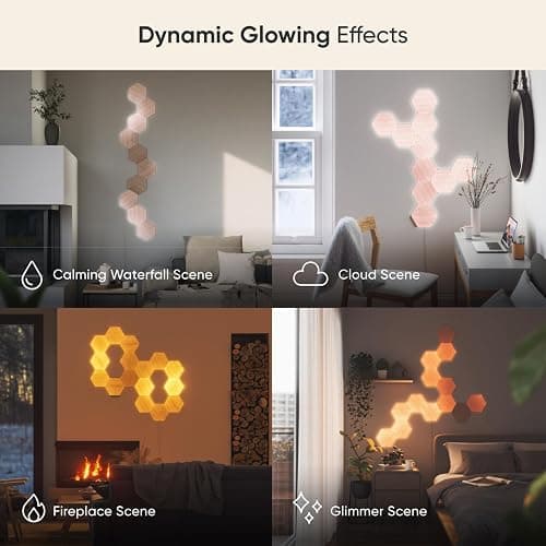 Nanoleaf Elements Wood Look Smart Wall Lights, Hexagon LED Wall Lights Compatible with Alexa Google Assistant, Home Wall Decor for Living Room with Music Sync, Touch Control, Ambient Lighting, 7 PK thumbnail 5