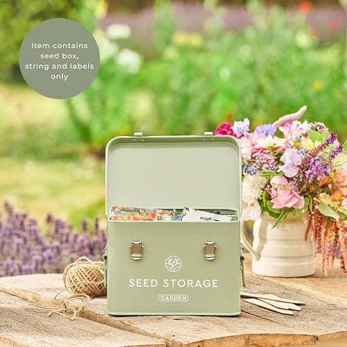 Seed Storage Box – Metal Seed Packet Organizer with Garden String and Bamboo Plant Labels. Seed Container Storage delivering complete Seed Saving Organization for every Garden Lover. thumbnail 8