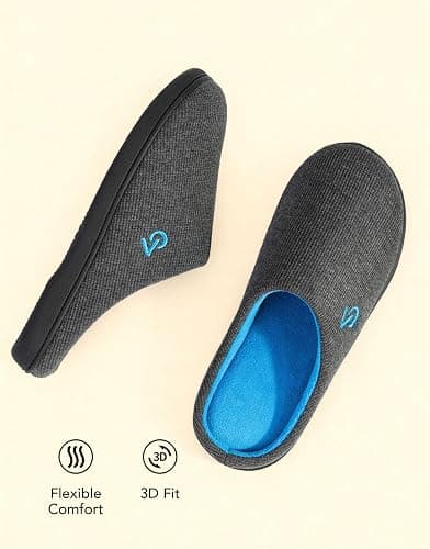 VeraCosy Men's Two-Tone Memory Foam House Slippers Indoor Outdoor Durable Rubber Sole thumbnail 5