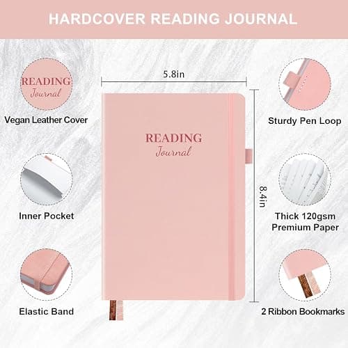 SIMSIMY Reading Journal with 104 Book Reviews, Book Journal for Books Lovers & Readers - Review and Track Your Reading Progress, Reading Log Notebook Gift, A5, Pink thumbnail 3