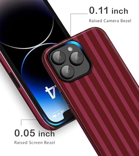 Amzfield for iPhone 12 Pro Max Cute Striped Phone Case, Wine | Stripes Phone Case, Summer Aesthetic Design for Women Girls Fall Chic Girly Pretty Dual Layer Hybrid Protection Elegant thumbnail 4