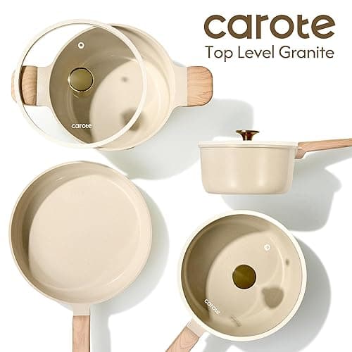 CAROTE 14Pcs Pots and Pans Set Non stick, Ceramic Cookware Set, Non-toxic Kitchen Cooking Set, PFAS and PFOA Free thumbnail 7