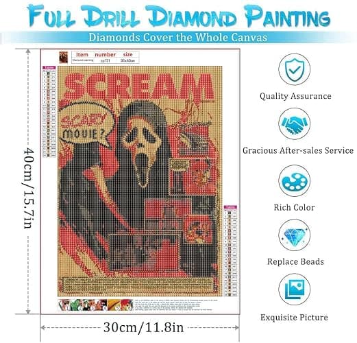 Diamond Painting Kits for Adults Halloween Diamond Art Kits for Kids Beginner DIY 5D Full Drill Crystal Rhinestone Arts and Crafts Gem Art Painting with Diamonds Dots Home Wall Decor 11.8x15.7inch thumbnail 3