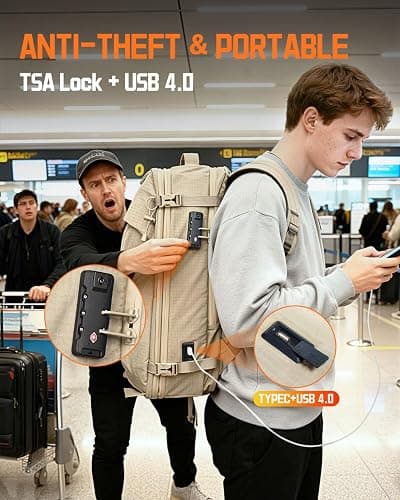 Zurligi Vacuum Backpack for Travel with Mini Pump, Expandable Vacuum Seal Compression Backpack, Space-Saving Daypack,TSA-Lock (Vacuum Pro, Beige) thumbnail 7