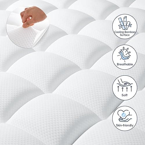 ELEMUSE Twin Size Dual Layer 3 Inch Memory Foam Mattress Topper, 2 Inch Cooling Gel Memory Foam and 1 Inch Thick Soft Pillow Top Mattress Pad Cover for Back Pain Relief, Bed Topper for Side Sleep - Twin - Plush Support(white) thumbnail 4