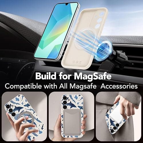 Jumkook Magnetic Case for Samsung Galaxy A16 5G 6.7", Summer Ocean Whale Printed, Cute Aesthetic Shark Pattern Women Girl, Compatible with Magsafe, Soft Silicone Cover for Samsung A16 5G thumbnail 2