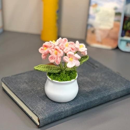 Joekaran Crochet Flowers Cute Flower for Her, Graduation Birthday Gifts for Women and Teacher, Mother, Coworkers, Valentines, Christmas, Desk Decor,Home Office Decoration(Pink Gradient Myosotis) thumbnail 6