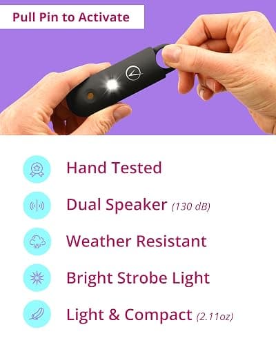 Vantamo Personal Alarm for Self Defense with Low Battery Notice, Strobe Light & Extra Loud 130 dB Double Speakers Safety Keychain Set for Women, Rechargeable Panic Button for Womens Self Defense - Charcoal thumbnail 6