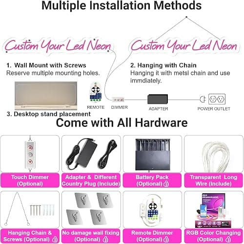 Insegna al Neon LED Neon Personalizzabile Scritte led Decorazione Parete Scritta Luminosa Personalizzata per Feste Compleanno Matrimoni Negozi Bar Luce Notturna(25-152 cm) thumbnail 6