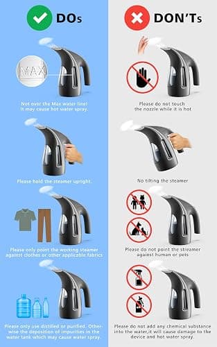 HiLIFE Steamer for Clothes, Portable Handheld Design, 240ml Big Capacity, 700W, Strong Penetrating Steam, Removes Wrinkle, for Home, Office(ONLY FOR 120V)-Black thumbnail 7