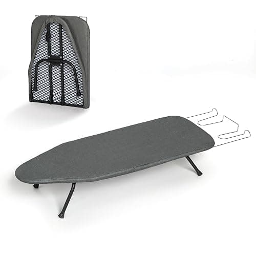 Small Ironing Board Tabletop, RAINHOL Compact Portable Iron Board Foldable with Cover and Pad, Countertop Mini Ironing Table for Travel and Space Saving, 31"x12", Black - Black - Image 1