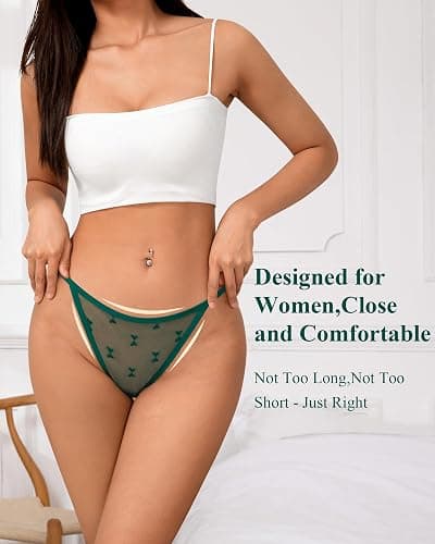 J-pone Lace Thongs for Women G String Thongs for Women T-back Thong Underwear Low Waist Breathable Womens Panties 12Pack thumbnail 2