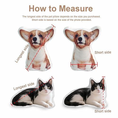 Wucidici Custom Pet Pillow with Picture, Personalized Photo Dog Cat Face Shaped Pillow, Customized Stuffed Animal Pictures Pillows Memorial Loss Sympathy Gifts - 12" thumbnail 6