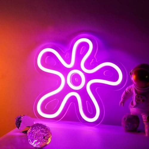3 Pcs Flower Neon Sign LED Light Signs Retro LED Signs Flower Shaped Sign Purple Blue and Yellow Neon Sign for Bedroom Home Wall Decor Birthday Wedding Party Decorations Kid's Gifts thumbnail 7