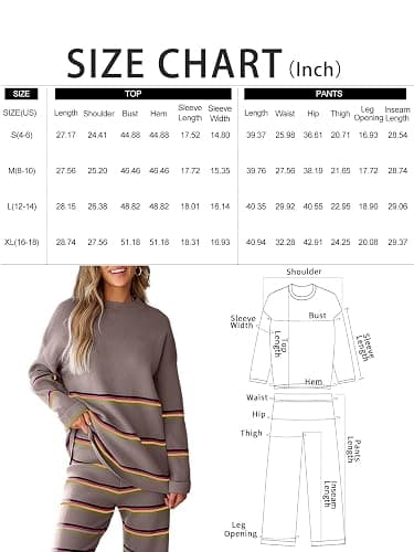 LILLUSORY 2 Piece Sets for Women 2025 Fall Outfits Two Piece Lounge Sets Sweatsuits Striped Knit Sweater Clothes Fashion thumbnail 6