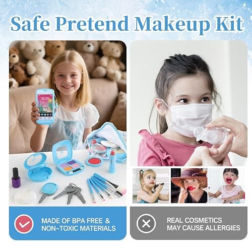 Woumserta Pretend Makeup for Toddlers 3-5 4-6, Play Makeup for Kids 3-5, Fake Makeup Kit with Toddler Purse, Fake Make Up Set for Little Girls, Toddler Makeup Kit & Frozen Toys for Girls Age 3-4 3-5 thumbnail 7