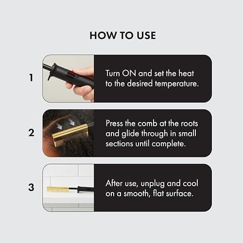 KISS Professional Pressing Comb with Polished Gold Smoothing Comb, Safety Stand, Digital LED Temperature Display, & Tangle Free 360° Swivel Cord thumbnail 2