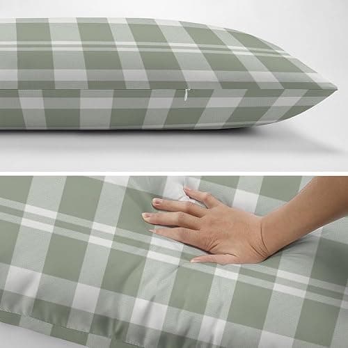 CLAPSOREI Sage Green Buffalo Plaid Throw Pillow Covers Queen Size Pack of 2 Farmhouse Rustic Gingham Checkered Pillow Shams Standard Pillowcase Decorative Pillow case for Sofa Bed 20X30 Inches thumbnail 5