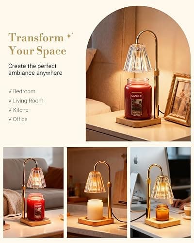 Marycele Candle Warmer Lamp for Yankee Candles, Christmas Birthday Gifts for Mom Women Sister Her, House Warming Gifts, Thanksgiving Decorations for Office Room Home Decor, Clear Wax Warmer with Timer thumbnail 7