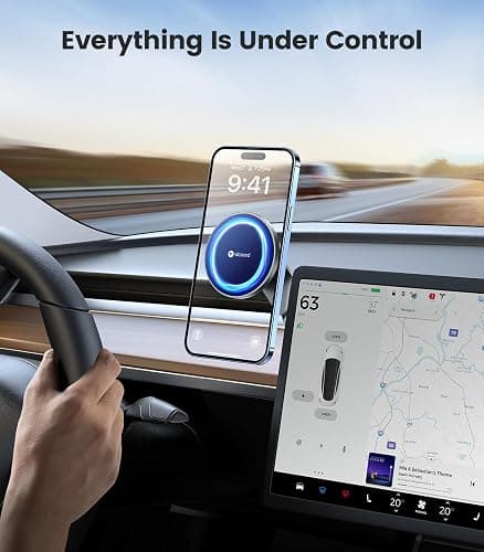 VICSEED Tesla Phone Mount【Strongest Magnet Power】 Foldable Hidden Tesla Phone Holder Fit for All Phones, Tesla Model 3/Y/Cybertruck Accessories, Tesla Model 3 Model Y for MagSafe Car Mount - Blue thumbnail 8
