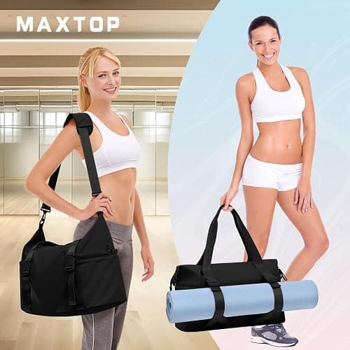 MAXTOP Women's Gym Yoga Duffle Bag with Shoe Pouch,Multi-Purpose Overnight Travel Bag for Gym,Work, Dance, Sports thumbnail 2