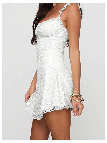 Floerns Women's Summer Mini Dress Floral Lace Sleeveless Vacation Cute A Line Dresses thumbnail 2